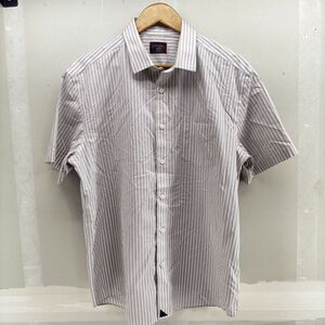 Untuckit Shirt Men's L White Purple Stripe Style Franz Cotton Button Up EUC